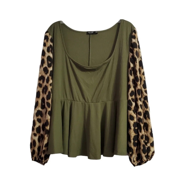 Shein Curve Women's Peplum Animal Print Blouse 3XL - Picture 1 of 5